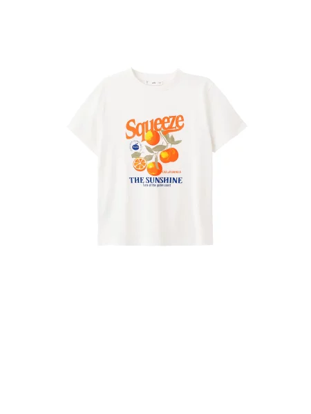 MANGO Tričko ILUSTRA námořnická modř / žlutá / oranžová bílá