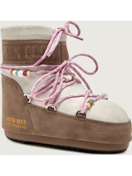 Moon Boot Bocanci ICON LOW SUEDE BEADS | Moon Boot x Guest in Residence | piele întoarsă bej