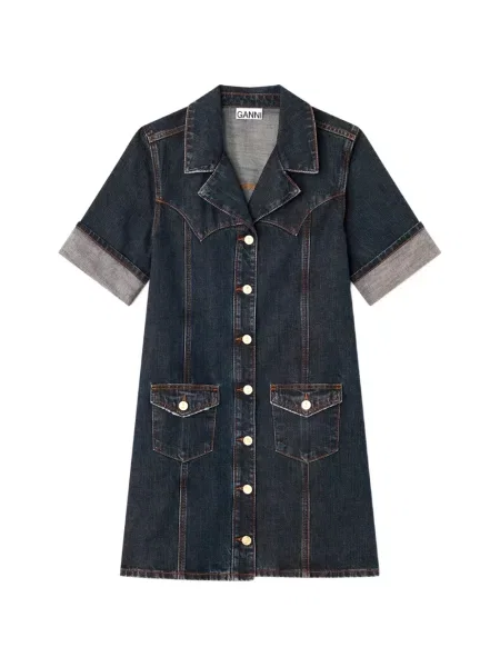Rochie din denim Ganni albastru