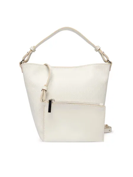 Τσάντα Calvin Klein Emblem Aop Sm Bucket Crossbody λευκό