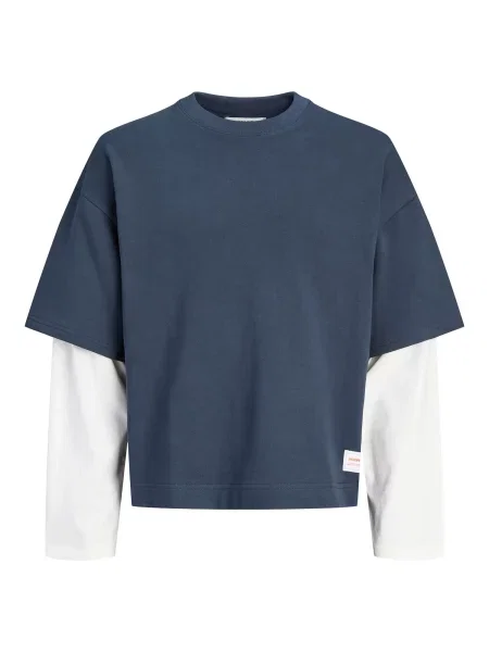 Jack & Jones Junior Μπλούζα φούτερ JCOECHO ναυτικό μπλε λευκό