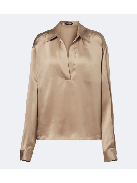 Bluză Tom Ford din satin bej