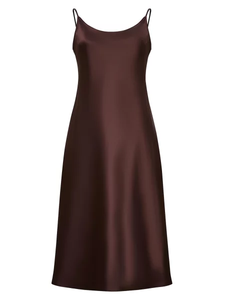 Serena Silueta Obleka Below the knee satin slip dress Grace' čokolada