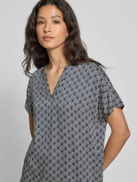 Bluzka o kroju regular fit z kołnierzem z lamówką Milano Italy granatowa