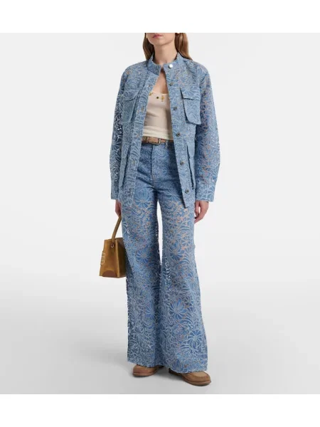 Geacă de blugi Veronica Beard cu model floral albastru