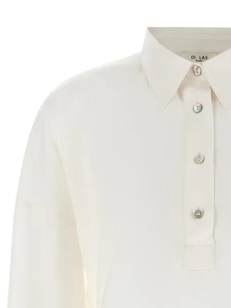 Tricou polo Di.la3 Pari' de mătase alb