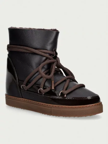 Inuikii Gloss Wedge cizme de zăpadă pentru femei din piele maro