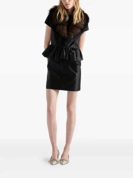 Rochie mini Prada cu volane de costum negru