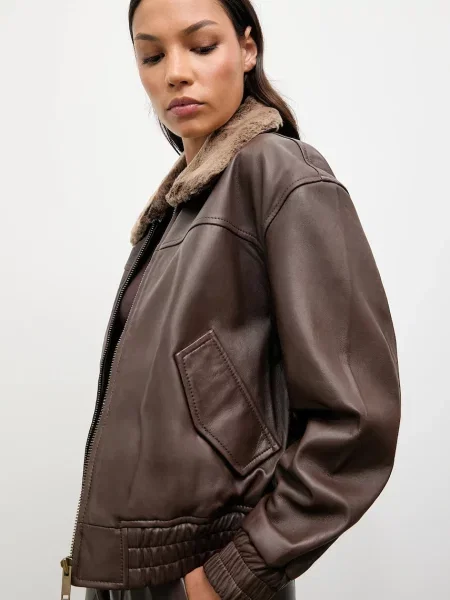 Шкіряна куртка Answear.LAB демісезонна коричневий