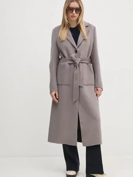 DIANE VON FURSTENBERG palton de lana de tranzitie gri