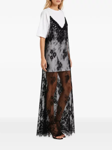 Rochie maxi Hamza din dantelă negru