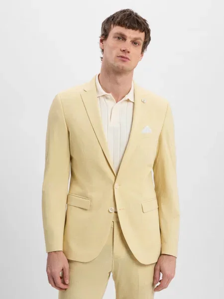 Finshley & Harding London marynarka garniturowa Brixdon Mężczyźni Slim Fit jednolity 44 żółty