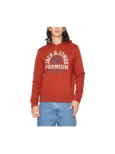 Bluza z kapturem Jack & Jones z kapturem czerwona