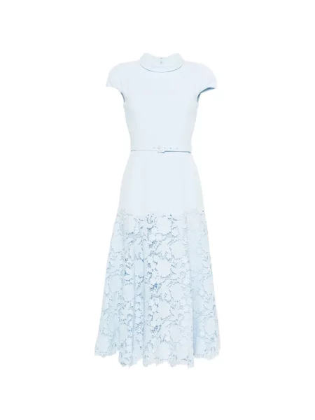 Rochie midi Self-portrait din dantelă până la genunchi de costum albastru
