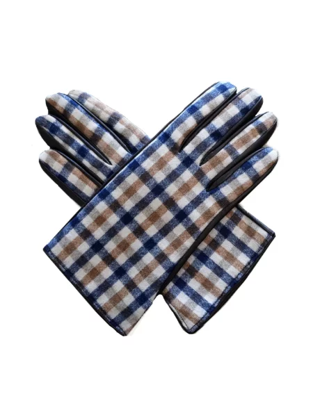 Rękawiczki Aquascutum wełniane w kratę brązowe