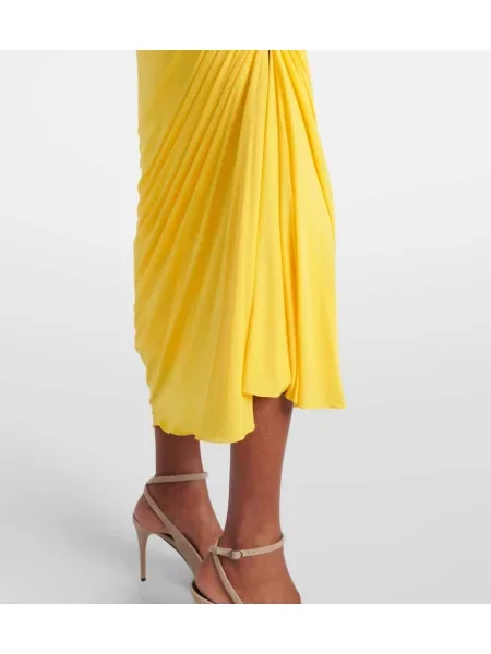 Rochie maxi Alaïa din jerseu de costum galben