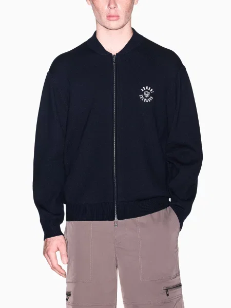 Кардиган Armani Exchange темно-синій вовна/акрил синій