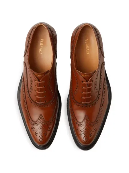 Brogues Versace cu șireturi din dantelă maro