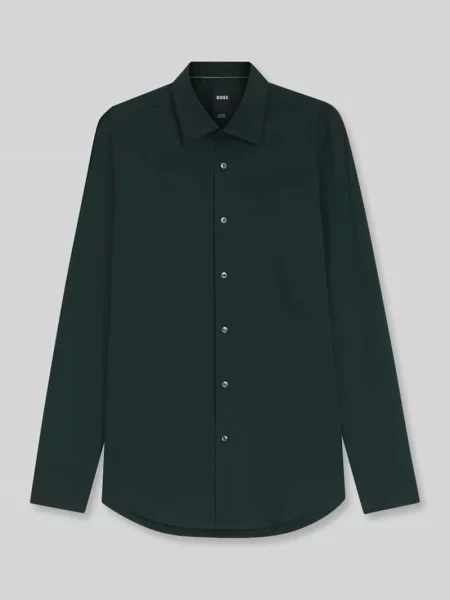 Koszula o kroju slim fit z mieszanki bawełny koszula biznesowa model HANK' Boss zielona