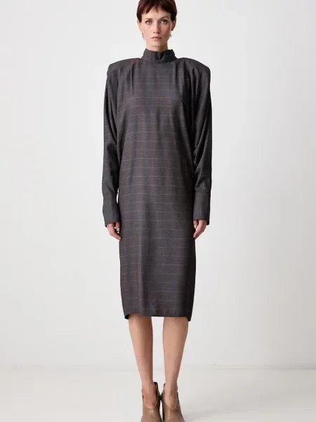 MUGLER rochie cu carouri din vâscoză