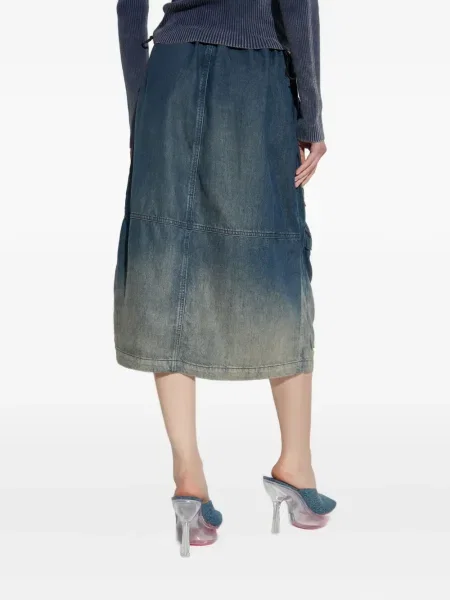 Fustă din denim Diesel până la genunchi albastru