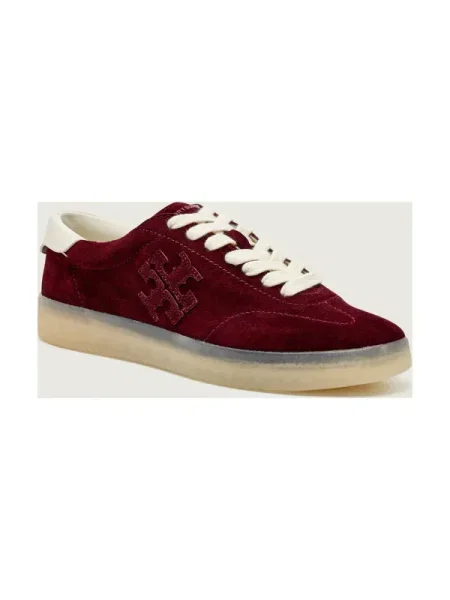 Sneakerși Tory Burch din piele de căprioară bordo