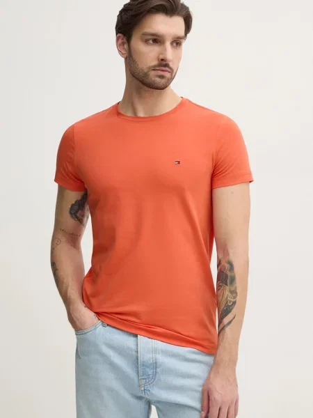 Tommy Hilfiger osnovna kratka majica z elastanom oranžna