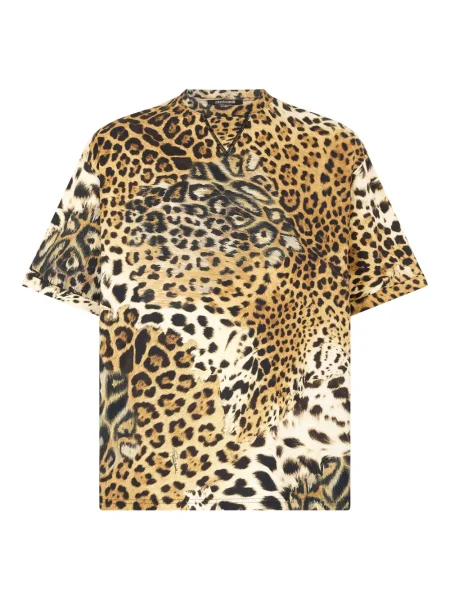 Tricou Roberto Cavalli cu imagine cu imprimeu animal print galben