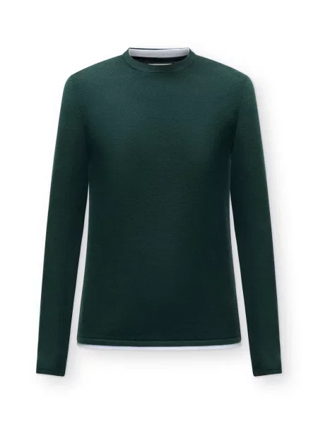 JACK & JONES Pulover JORFREDERIKSBERG verde închis alb
