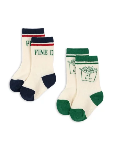 Konges Sløjd ponožky 2 PACK RIB FRIES SOCKS béžové