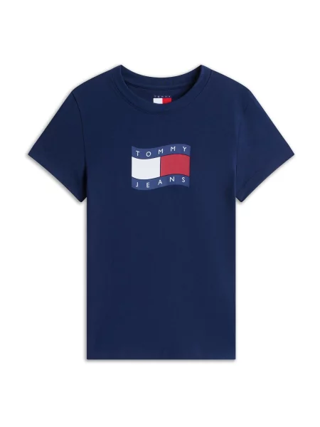 Tommy Jeans Tricou bleumarin / roșu alb