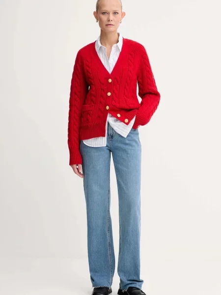Вовняний кардиган Bally теплий червоний