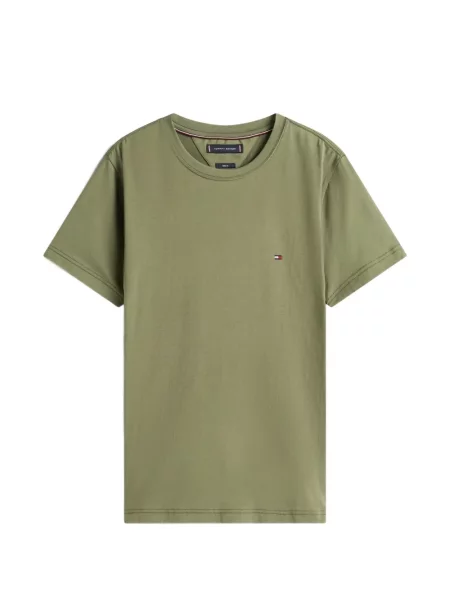 Tricou Tommy Hilfiger cu decolteu rotund cu aplicații verde