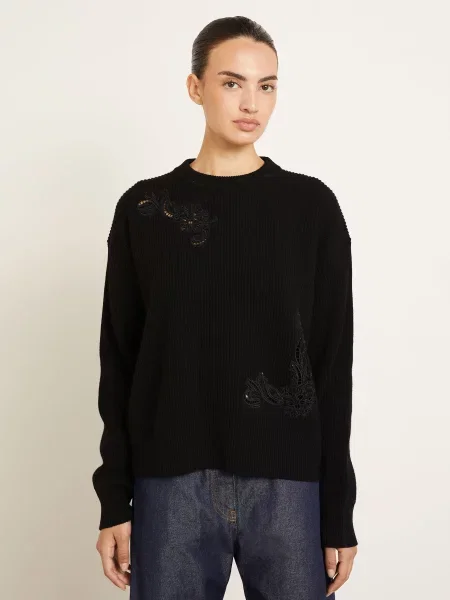 Versace Sweter Z Cekinami schwarz czarny