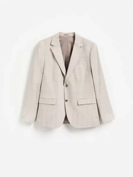 Reserved Blazer slim fit în carouri cafeniu