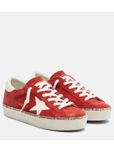 Sneakerși Golden Goose Hi Star din piele de căprioară roșu