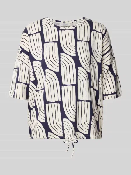T-shirt z mieszanki i elastanu ze wzorem na całej powierzchni Christian Berg Woman granatowa