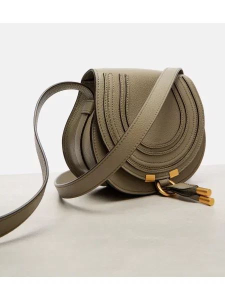 Geanta de piele Chloé Marcie din piele verde