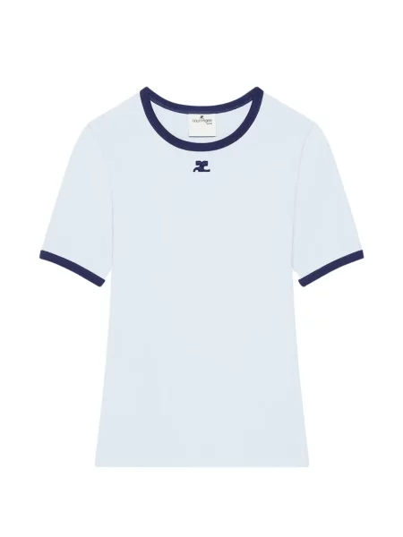 Tricou Courreges cu broderie albastru