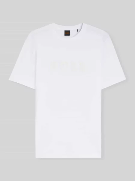 T-shirt o kroju regular fit z czystej bawełny model TE_LOGO' Boss Orange biała