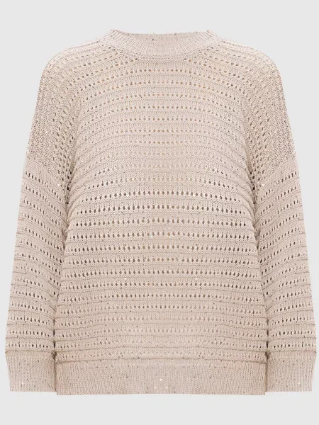 Ажурний джемпер з паєтками Peserico бежевий
