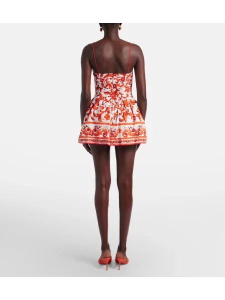 Obleka Dolce&gabbana s potiskom poplin oranžna