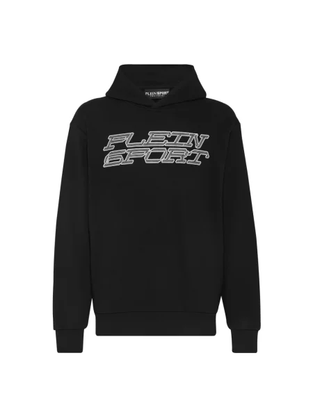 Bluza z kapturem Plein Sport z kapturem w tygrysie prążki czarna