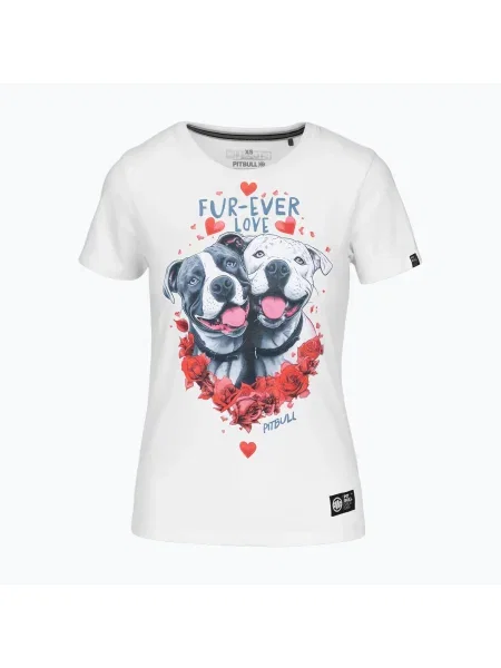 Tricou pentru femei Pitbull Fur Ever Love white alb