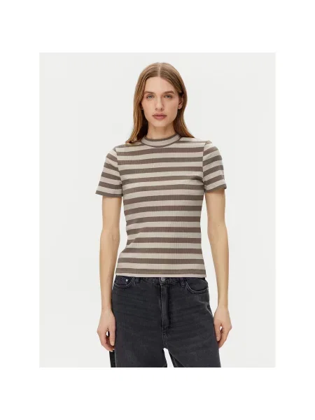 Noisy May T-shirt Elinor Slim Fit bež