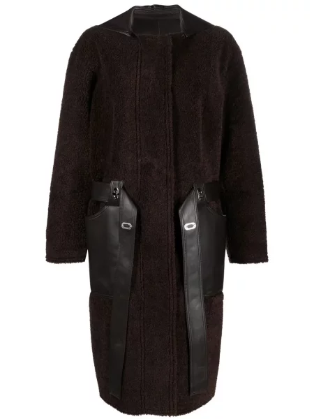 Palton Low Classic din piele maro