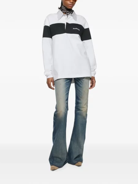 Tricou polo Acne Studios cu dungi alb