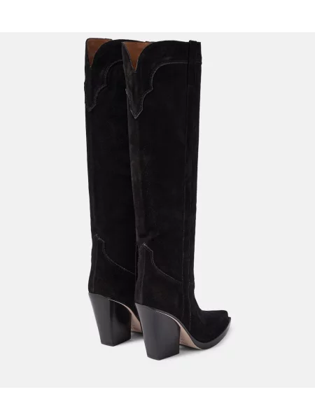 Botine Paris Texas din piele de căprioară cowboy negru