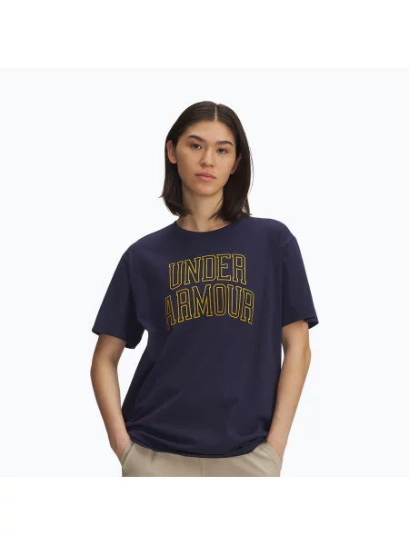 Tricou de antrenament pentru femei Under Armour Rival Campus midnight navy/gold league auriu