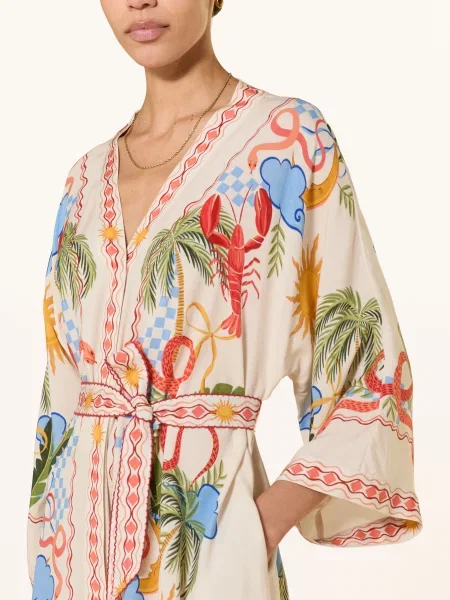 Ivi Collection Šaty krémová tmavě modrá červená